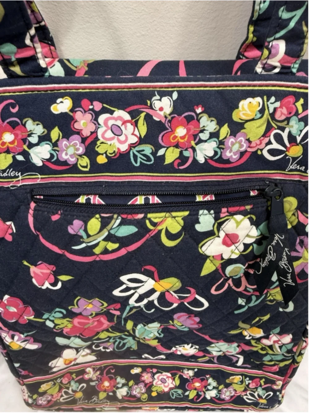 Vera Bradley Ribbons Floral Laptop Bag With Checkpoint Compartment